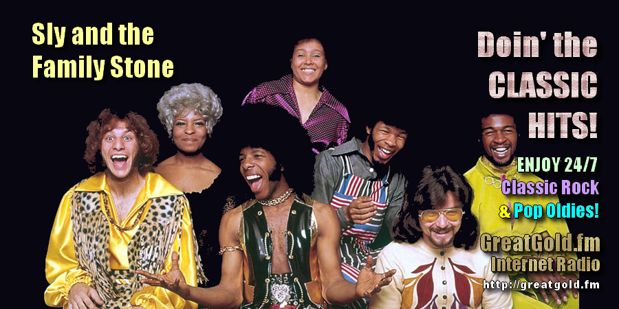 Sly Stone (center front) of Sly and The Family Stone was born March 15, 1943 in Denton, Texas.