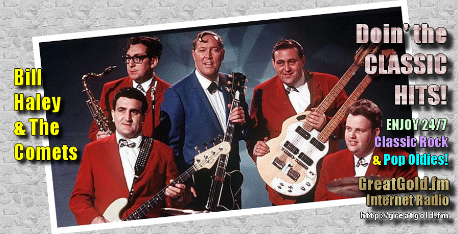 Bill Haley (pic-in-blue-center) of Bill Haley & The Comets, was born July 6, 1937 in Highland Park, MI.