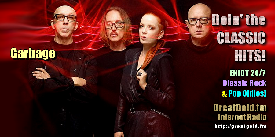 Garbage guitarist and keyboards Steve Marker (R), born  March 16, 1959 in Mamaroneck, NY USA.